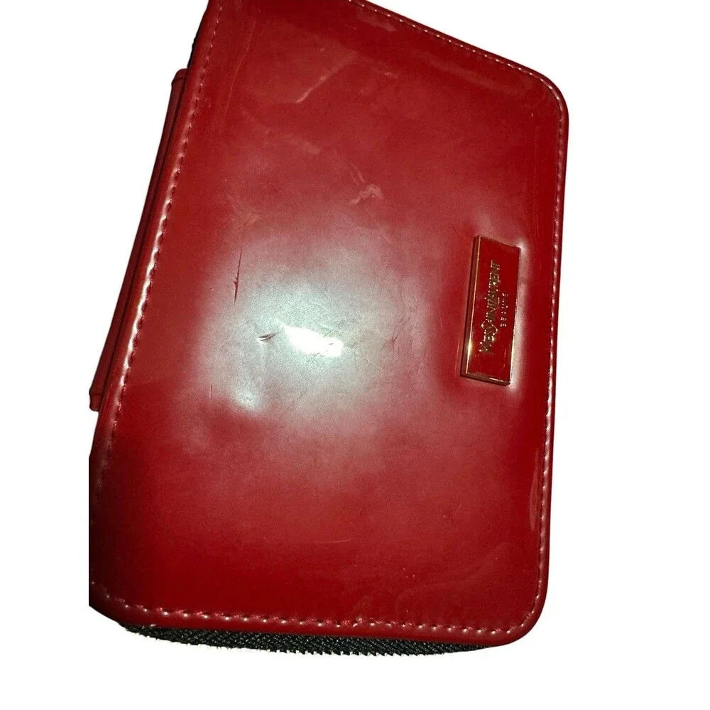 YVES Saint Laurent Red Vanity Case Zip Closure Patent NWOT